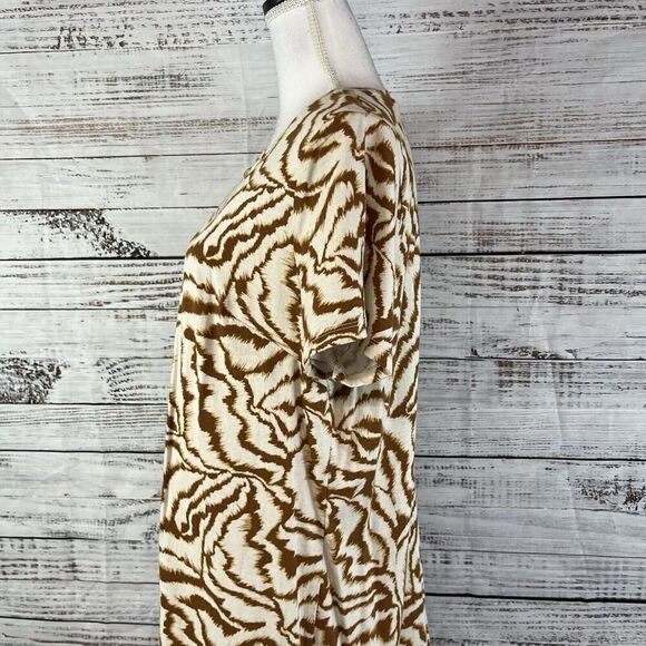 Nine West Dress size Extra Large Brown Tiger Straight Midi Jersey Stretch Modest - Picture 9 of 12